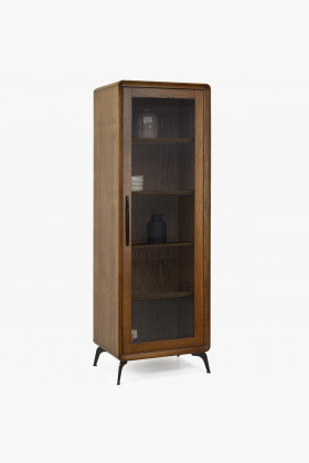 Einflügel-Vitrine aus Eichenholz Nussbaumfarben 200 cm